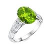 Image 2 : Natural 3.57 CTW Peridot & Diamond Engagement Ring 18K White Gold