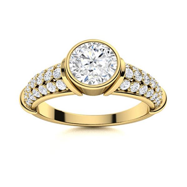Natural 1.37 CTW Diamond Solitaire Ring 18K Yellow Gold