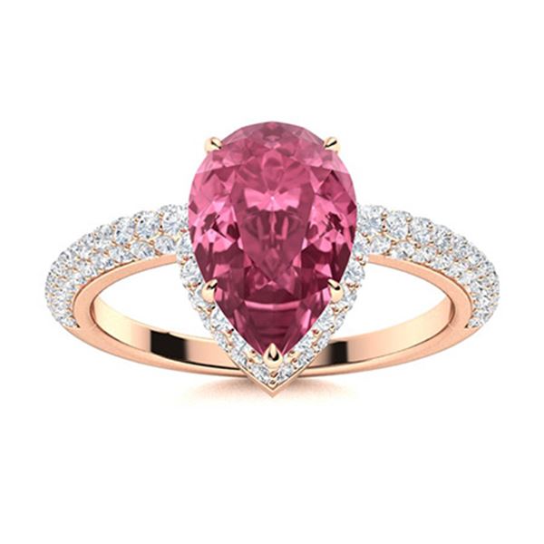 Natural 2.13 CTW Tourmaline & Diamond Engagement Ring 14K Rose Gold