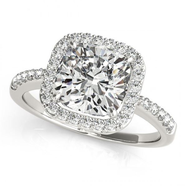 Natural 1.01 ctw Cushion Diamond Halo Ring 14k White Gold