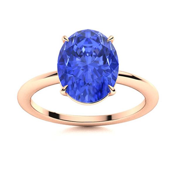 Natural 6.02 CTW Ceylon Sapphire Solitaire Ring 18K Rose Gold