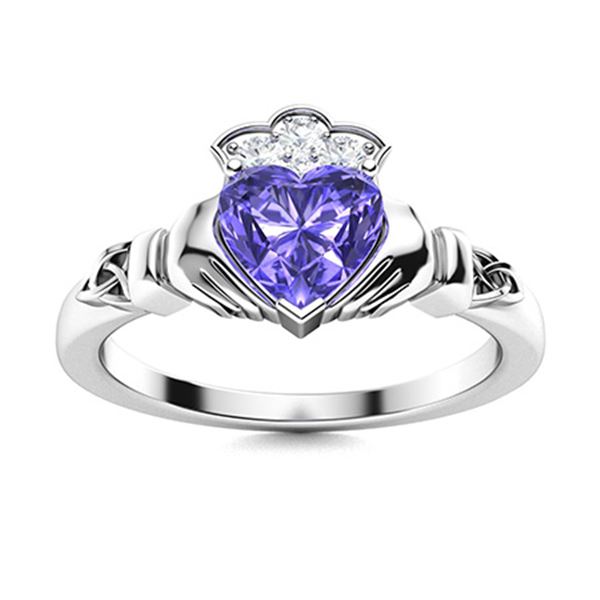 Natural 1.63 CTW Tanzanite & Diamond Engagement Ring 14K White Gold