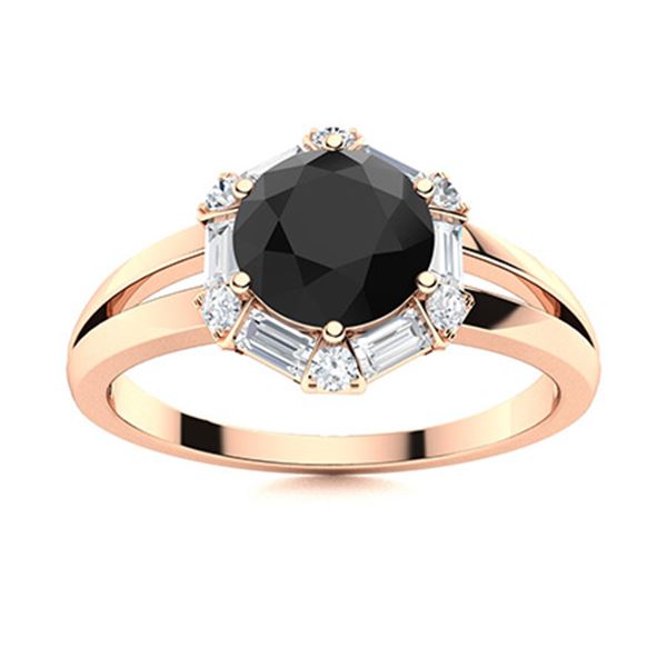 Natural 1.31 CTW Black & White Diamond Engagement Ring 14K Rose Gold