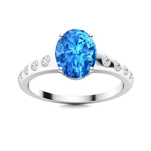 Natural 1.58 CTW Topaz & Diamond Engagement Ring 14K White Gold