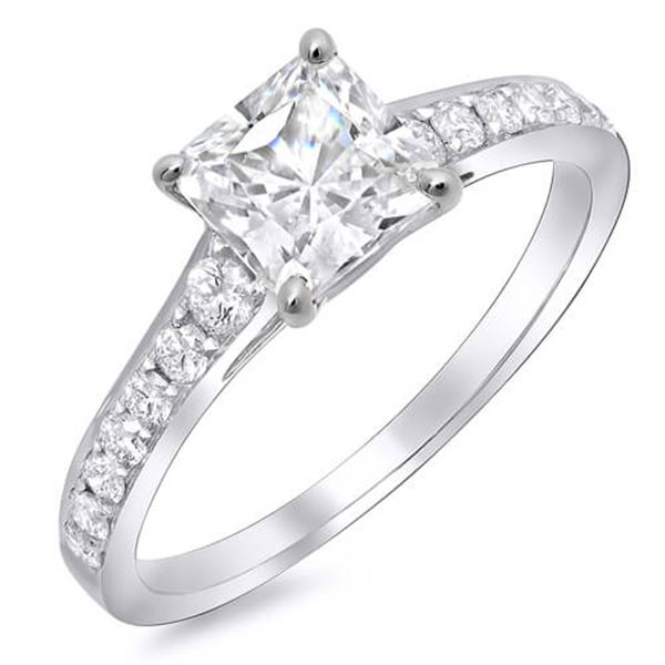 Natural 2.32 CTW Square Radiant Cut Diamond Ring 18KT White Gold