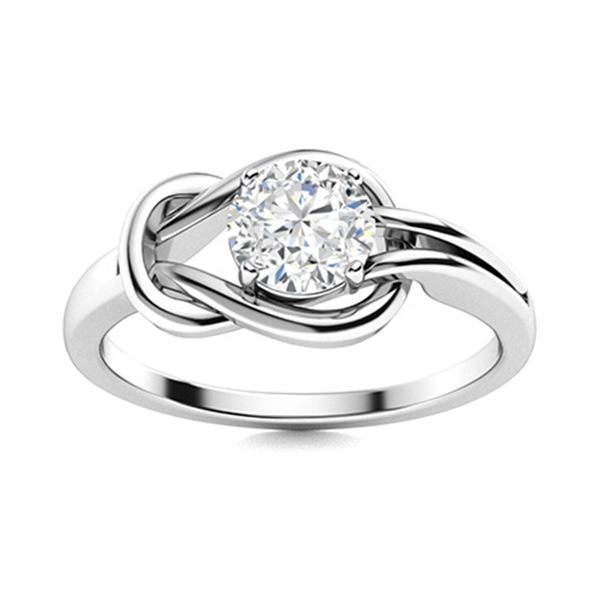 Natural 0.62 CTW Diamond Solitaire Ring 18K White Gold