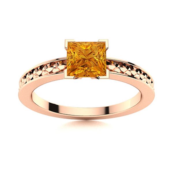 Natural 0.86 CTW Citrine Solitaire Ring 14K Rose Gold