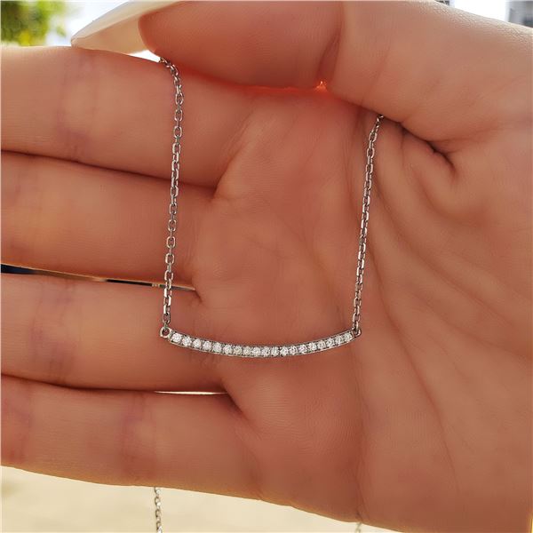 Natural 0.27 CTW Loopy Diamond Bar Necklace 14KT White Gold