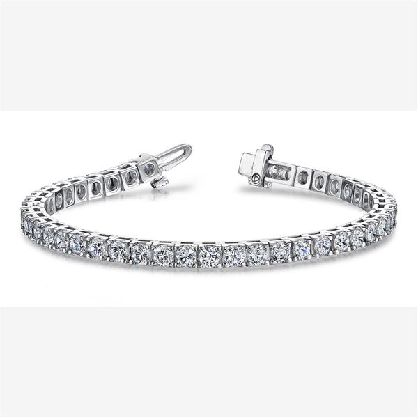 Natural 8.02 CTW Round Brilliant Cut Diamond Tennis Bracelet 14KT White Gold