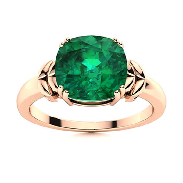 Natural 1.42 CTW Emerald Solitaire Ring 18K Rose Gold