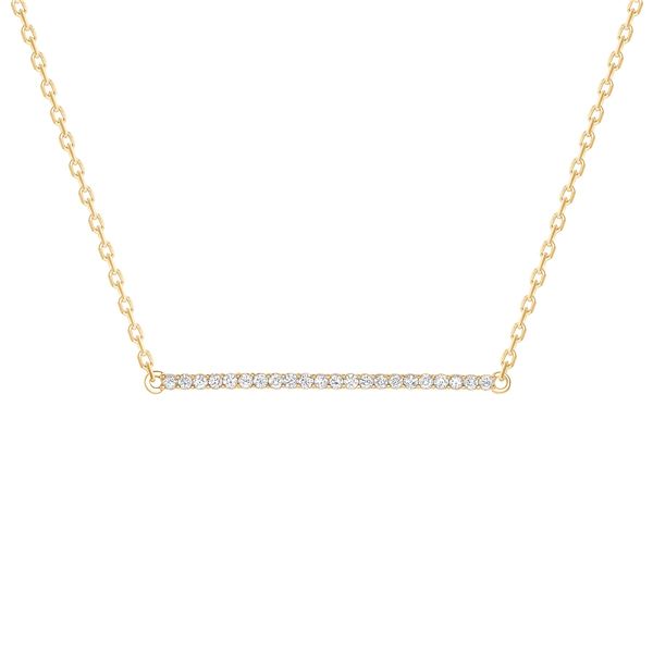 Natural 0.22 CTW Horizontal Diamond Bar Necklace 14KT Yellow Gold