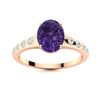Image 1 : Natural 3.23 CTW Amethyst & Diamond Engagement Ring 18K Rose Gold