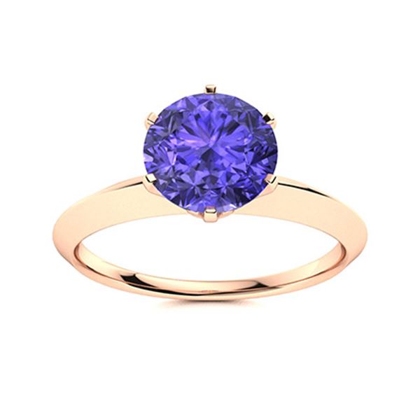 Natural 1.42 CTW Tanzanite Solitaire Ring 18K Rose Gold
