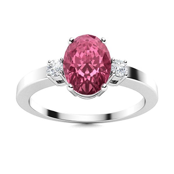Natural 2.20 CTW Tourmaline & Diamond Engagement Ring 18K White Gold