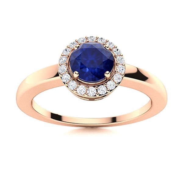 Natural 0.62 CTW Sapphire & Diamond Engagement Ring 14K Rose Gold