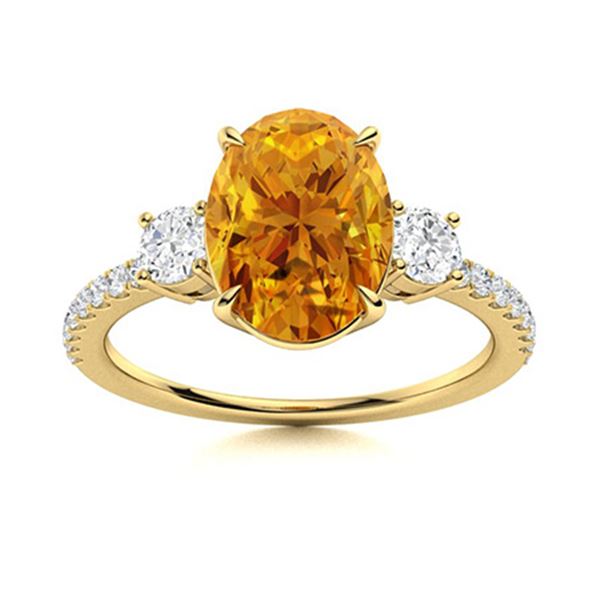 Natural 4.07 CTW Citrine & Diamond Engagement Ring 14K Yellow Gold
