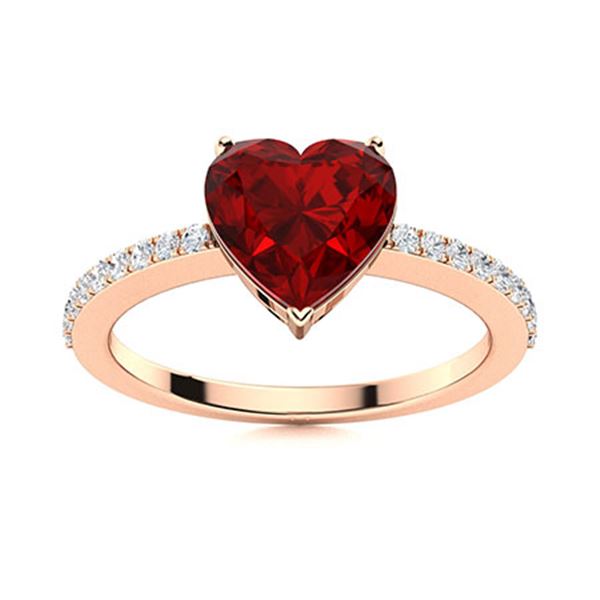 Natural 0.83 CTW Garnet & Diamond Engagement Ring 18K Rose Gold