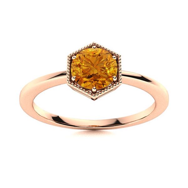 Natural 0.41 CTW Citrine Solitaire Ring 14K Rose Gold