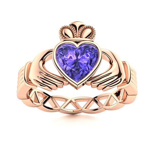 Natural 1.55 CTW Tanzanite Solitaire Ring 14K Rose Gold