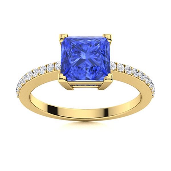 Natural 1.04 CTW Ceylon Sapphire & Diamond  Engagement Ring 14K Yellow Gold