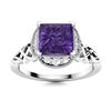 Image 1 : Natural 1.01 CTW Amethyst & Diamond Engagement Ring 18K White Gold