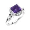 Image 2 : Natural 1.01 CTW Amethyst & Diamond Engagement Ring 18K White Gold