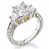 Image 1 : Natural 2.72 CTW Radiant Cut & Trapezoids Diamond Ring 18KT Two- tone