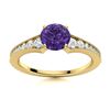 Image 1 : Natural 1.29 CTW Amethyst & Diamond Engagement Ring 14K Yellow Gold