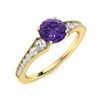 Image 2 : Natural 1.29 CTW Amethyst & Diamond Engagement Ring 14K Yellow Gold
