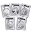 Image 1 : 2011 5-Coin Silver Eagle Set MS/PR-70 PCGS (FS, Mercanti, 25th)