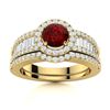 Image 1 : Natural 1.39 CTW Garnet & Diamond  Engagement Ring 18K Yellow Gold