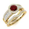 Image 2 : Natural 1.39 CTW Garnet & Diamond  Engagement Ring 18K Yellow Gold