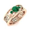 Image 2 : Natural 0.48 CTW Emerald & Diamond Engagement Ring 18K Rose Gold