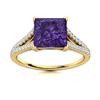 Image 1 : Natural 0.81 CTW Amethyst & Diamond Engagement Ring 14K Yellow Gold