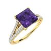 Image 2 : Natural 0.81 CTW Amethyst & Diamond Engagement Ring 14K Yellow Gold
