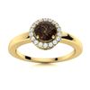 Image 1 : Natural 0.53 CTW Smoky Quartz & Diamond Engagement Ring 18K Yellow Gold
