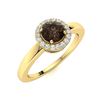 Image 2 : Natural 0.53 CTW Smoky Quartz & Diamond Engagement Ring 18K Yellow Gold