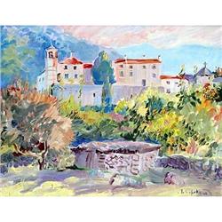 "Morning. A monastery" oil in impressionism #1660196