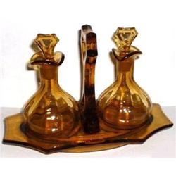 Amber Cambridge Glass Oil & Vinegar Cruet Set #1660287