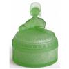 Image 1 : Victorian Lady Frosted Green Glass Powder Jar #1660364