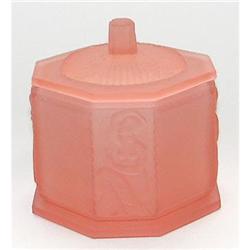 Pink Satin Glass Female Figural Powder Jar #1660396