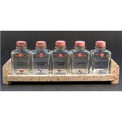 Set of 5 Depression Glass Lotion Bottles #1660399