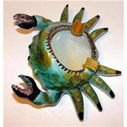 Rare Italian Majolica Figural Crab Ashtray #1675265