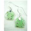 Carved Jade Elephant Sterling Silver Earrings #1677325