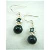 White Topaz Onyx Ball Sterling Silver Earrings #1677327