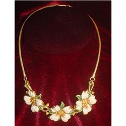 Flower Motif Drop Chain Rhinestone Necklace  #1677438
