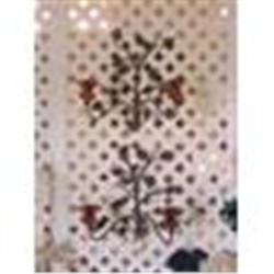 Candle Sconce Black Metal Red Glass #1677516