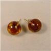 Image 1 : Large Amber Ball Earrings, Gold Mounts. #1677698