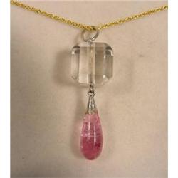 Pink Tourmaline and Quartz Pendant. #1677711