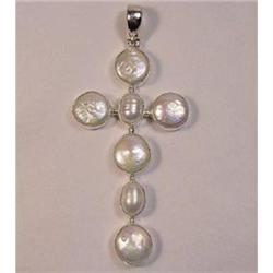 Baroque Pearl and Sterling Silver Cross #1677727